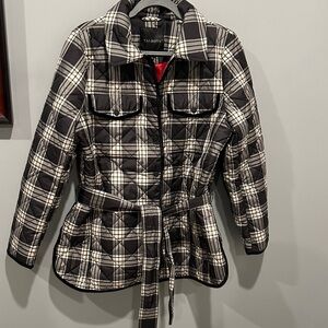 Talbots Black and White Plaid Utility Jacket